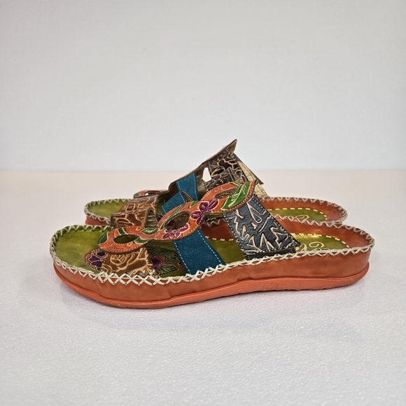 Corkys Elite Midtown Boho Slide Sandals Womens Size 10 Colorful Eclectic Leather - Picture 5 of 12